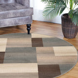 5' Round Grey Round Patchwork Power Loom Stain Resistant Area Rug - Homeroots - Flyclothing LLC