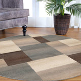 5' Round Grey Round Patchwork Power Loom Stain Resistant Area Rug - Homeroots - Flyclothing LLC