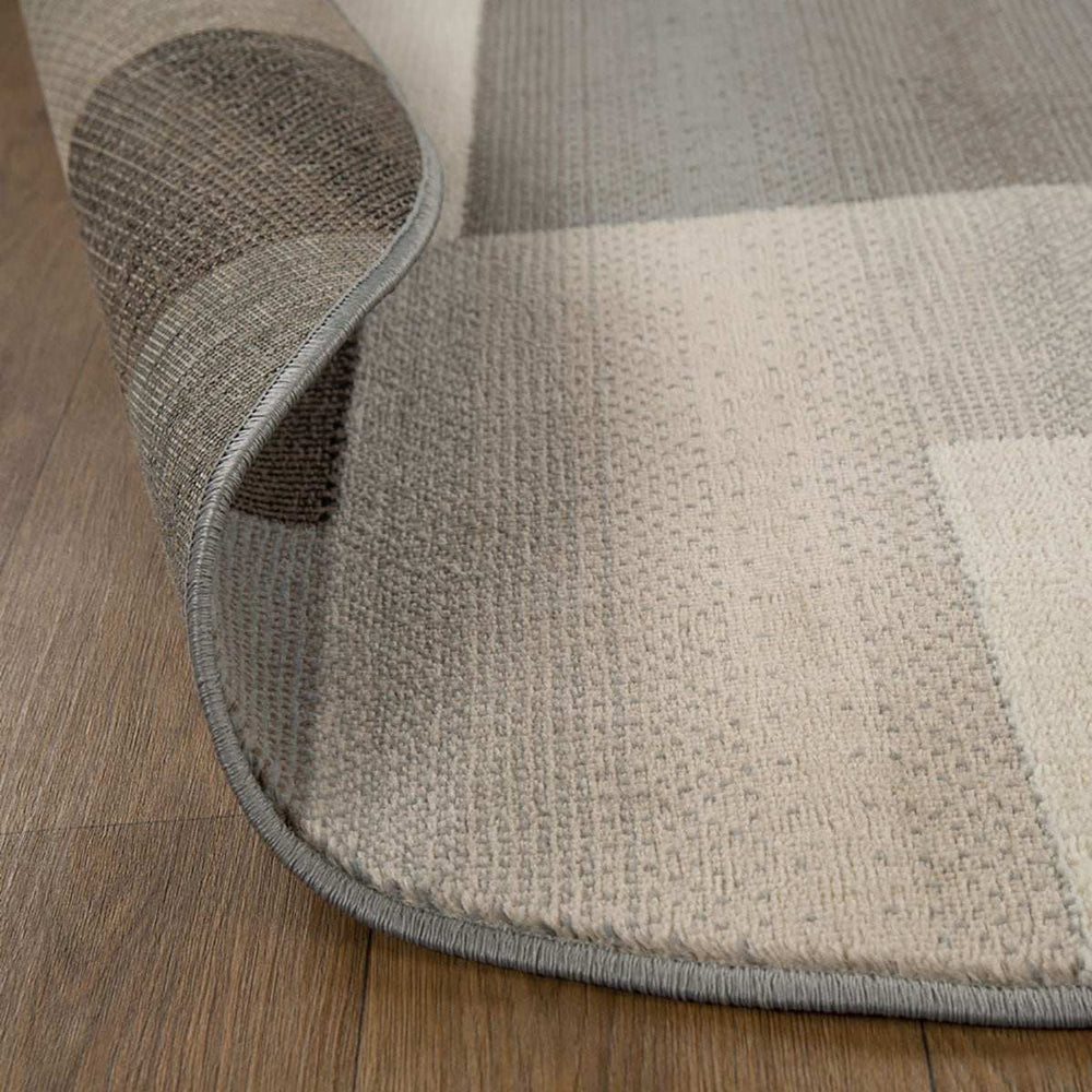 5' Round Grey-Brown Round Patchwork Power Loom Stain Resistant Area Rug - Homeroots - Flyclothing LLC