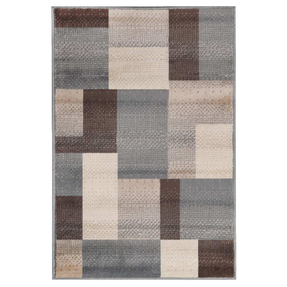 8' X 10' Gray Brown and Cream Patchwork Area Rug - Homeroots - Flyclothing LLC