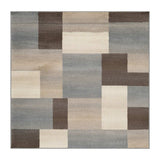 8' Square Grey Square Patchwork Power Loom Stain Resistant Area Rug - Homeroots - Flyclothing LLC