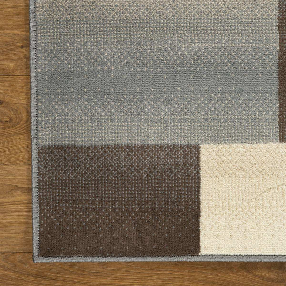 8' Square Grey Square Patchwork Power Loom Stain Resistant Area Rug - Homeroots - Flyclothing LLC