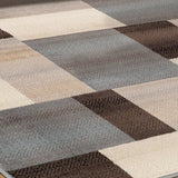 8' Square Grey-Brown Square Patchwork Power Loom Stain Resistant Area Rug - Homeroots - Flyclothing LLC