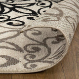8' Tan Gray And Black Floral Medallion Stain Resistant Runner Rug - Homeroots - Flyclothing LLC