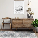 8' Oatmeal And Gray Medallion Power Loom Stain Resistant Runner Rug - Homeroots - Flyclothing LLC