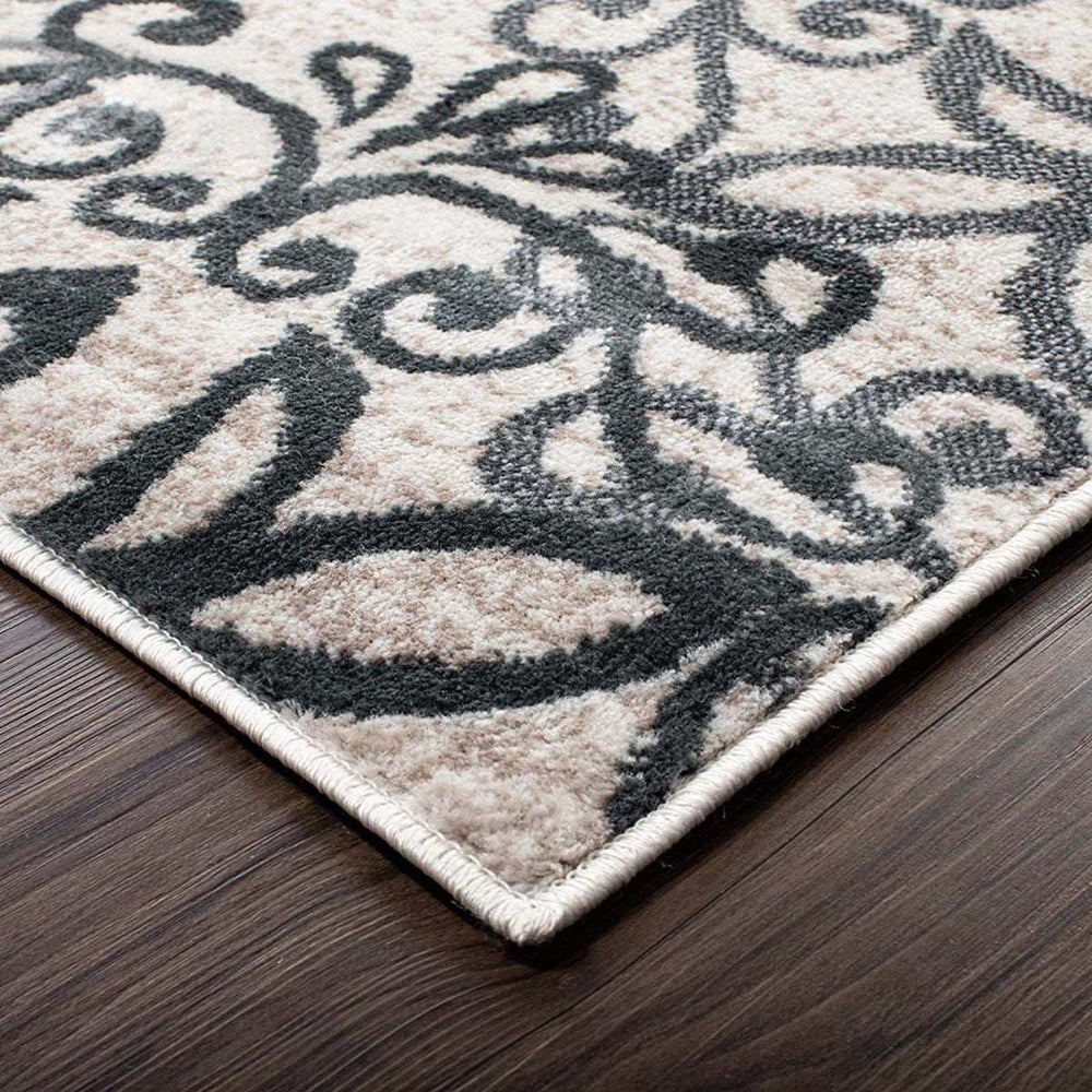 8' Oatmeal And Gray Medallion Power Loom Stain Resistant Runner Rug - Homeroots - Flyclothing LLC