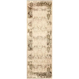 8' Beige Damask Power Loom Distressed Stain Resistant Runner Rug - Homeroots - Flyclothing LLC
