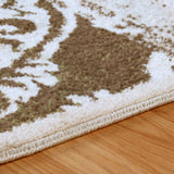 8' Beige Damask Power Loom Distressed Stain Resistant Runner Rug - Homeroots - Flyclothing LLC