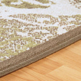 8' Brown Damask Power Loom Distressed Stain Resistant Runner Rug - Homeroots - Flyclothing LLC