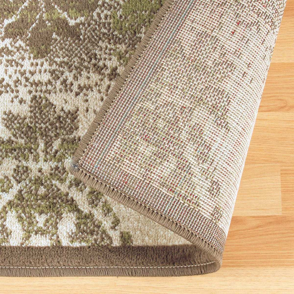 8' Brown Damask Power Loom Distressed Stain Resistant Runner Rug - Homeroots - Flyclothing LLC