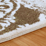 2' X 3' Beige Damask Power Loom Distressed Stain Resistant Area Rug - Homeroots - Flyclothing LLC