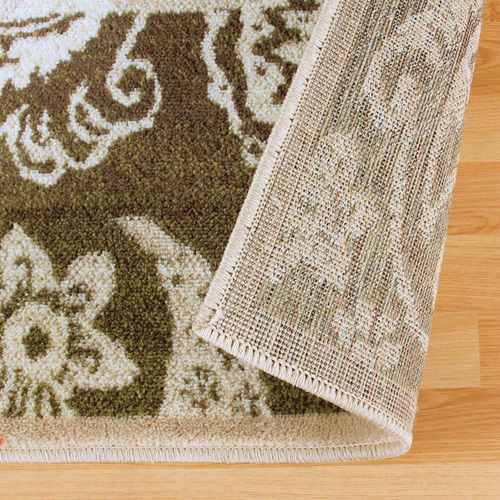 2' X 3' Beige Damask Power Loom Distressed Stain Resistant Area Rug - Homeroots - Flyclothing LLC