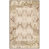 5' X 8' Brown Damask Power Loom Distressed Stain Resistant Area Rug - Homeroots - Flyclothing LLC