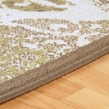 5' X 8' Brown Damask Power Loom Distressed Stain Resistant Area Rug - Homeroots - Flyclothing LLC