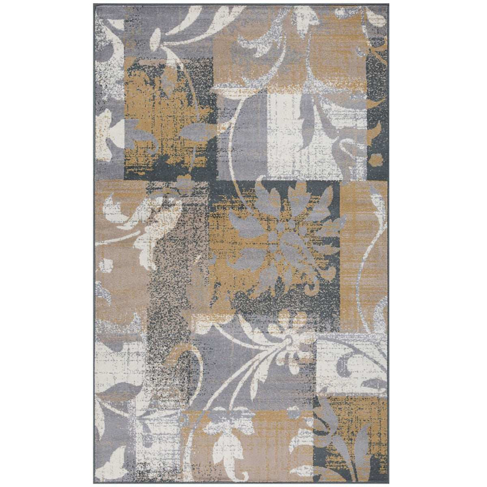 5' X 8' Beige And Gray Floral Power Loom Distressed Stain Resistant Area Rug - Homeroots - Flyclothing LLC