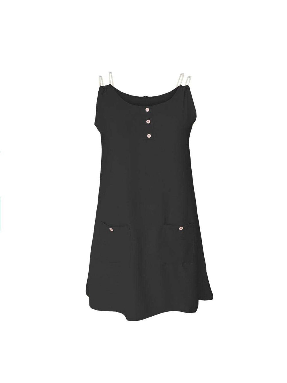 Round Neck Double Spaghetti Straps Mini Dress - Trendsi - Flyclothing LLC