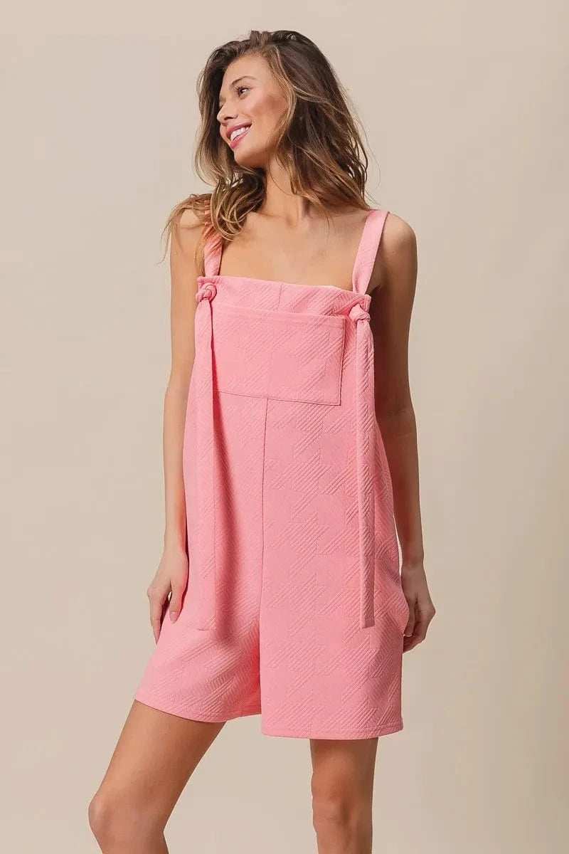 BiBi Texured Jacquard Romper with Side Pockets - Trendsi - Flyclothing LLC