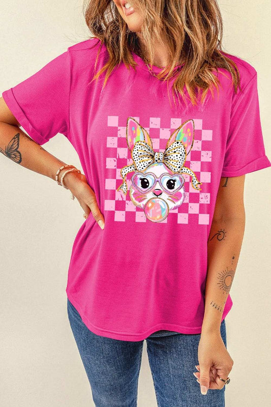 Rabbit Graphic Round Neck Short Sleeve T-Shirt - Trendsi - Flyclothing LLC