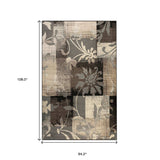 7' X 9' Beige And Gray Floral Power Loom Distressed Stain Resistant Area Rug - Homeroots - Flyclothing LLC