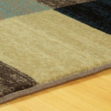 8' Blue And Teal Geometric Power Loom Stain Resistant Runner Rug - Homeroots - Flyclothing LLC
