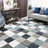 5' X 8' Teal And Gray Geometric Power Loom Stain Resistant Area Rug - Homeroots - Flyclothing LLC