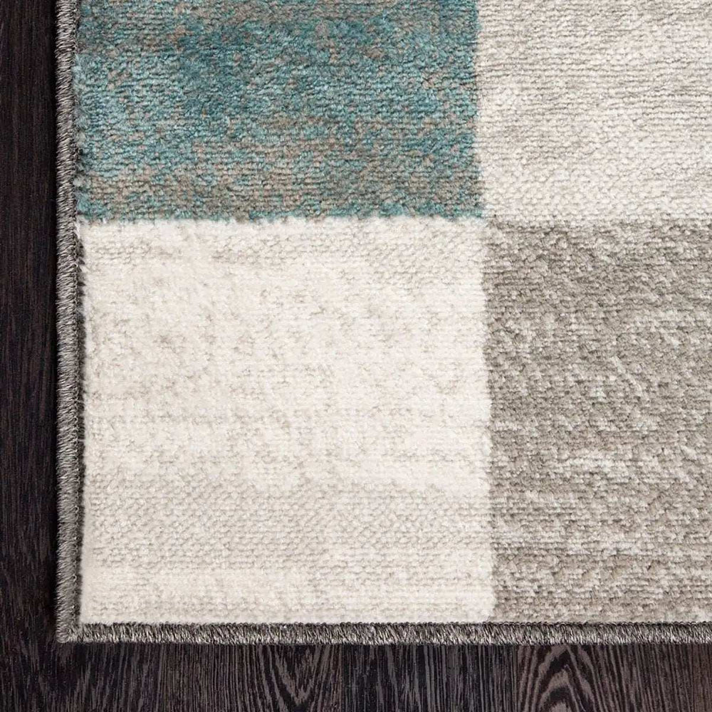 5' X 8' Teal And Gray Geometric Power Loom Stain Resistant Area Rug - Homeroots - Flyclothing LLC