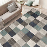 5' X 8' Teal And Gray Geometric Power Loom Stain Resistant Area Rug - Homeroots - Flyclothing LLC