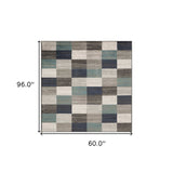 5' X 8' Teal And Gray Geometric Power Loom Stain Resistant Area Rug - Homeroots - Flyclothing LLC