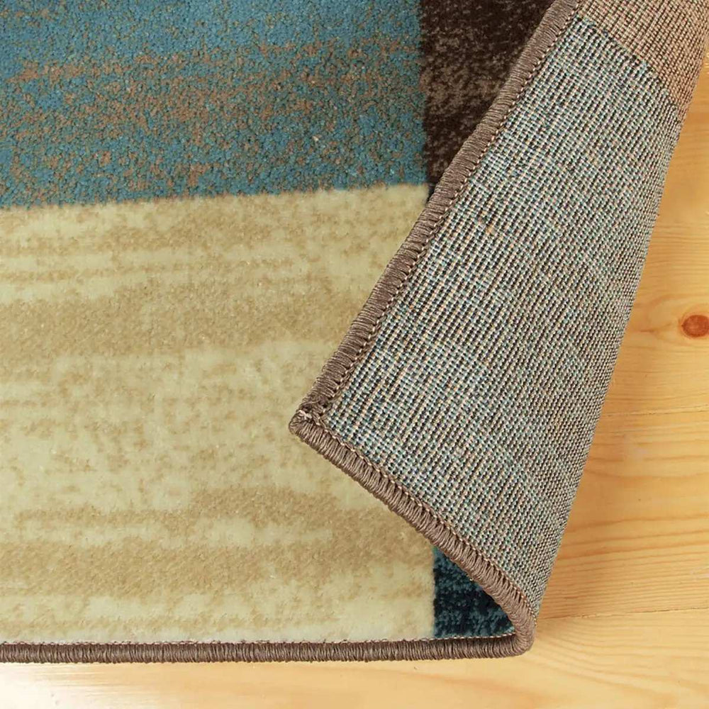 8' X 10' Blue And Teal Geometric Power Loom Stain Resistant Area Rug - Homeroots - Flyclothing LLC