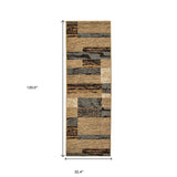 10' Light Blue-Beige Patchwork Power Loom Stain Resistant Runner Rug - Homeroots - Flyclothing LLC