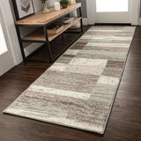 10' Light Blue And Ivory Patchwork Power Loom Stain Resistant Runner Rug - Homeroots - Flyclothing LLC