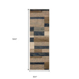 10' Midnight Navy Patchwork Power Loom Stain Resistant Runner Rug - Homeroots - Flyclothing LLC