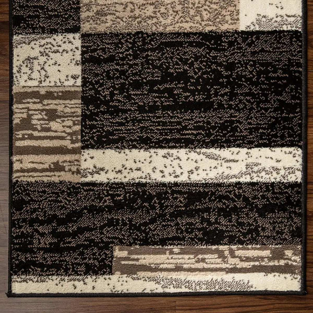 12' Chocolate Patchwork Power Loom Runner Rug - Homeroots - Flyclothing LLC