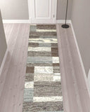 12' Light Blue and Ivory Patchwork Resistant Runner Rug - Homeroots - Flyclothing LLC