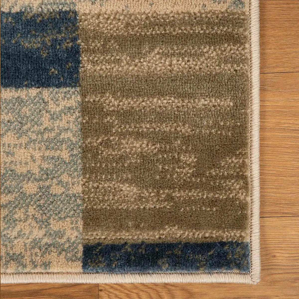 8' Midnight Navy Patchwork Power Loom Stain Resistant Runner Rug - Homeroots - Flyclothing LLC