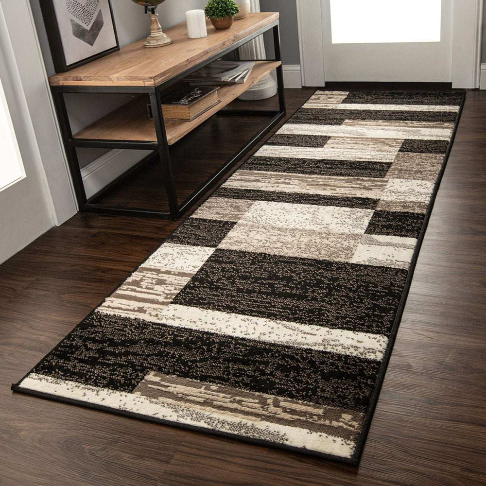 11' Chocolate Patchwork Power Loom Runner Rug - Homeroots - Flyclothing LLC