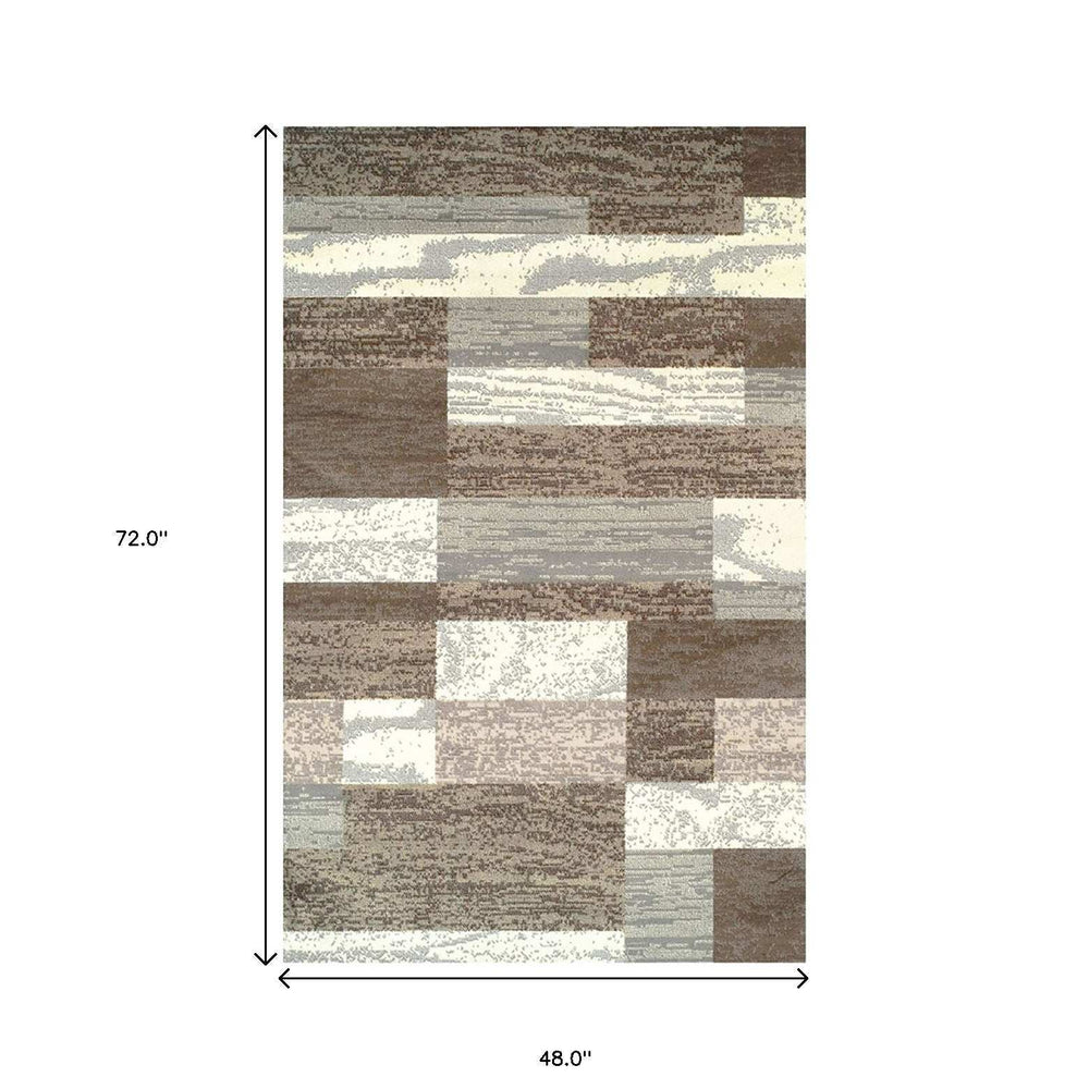 4' X 6' Light Blue And Ivory Patchwork Power Loom Stain Resistant Area Rug - Homeroots - Flyclothing LLC