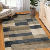 4' X 6' Midnight Navy Patchwork Power Loom Stain Resistant Area Rug - Homeroots - Flyclothing LLC