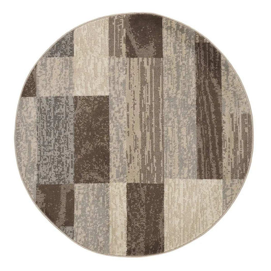 5' Round Slate Round Patchwork Power Loom Stain Resistant Area Rug - Homeroots - Flyclothing LLC