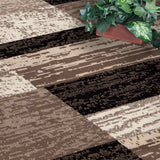 5' Square Chocolate Square Patchwork Power Loom Stain Resistant Area Rug - Homeroots - Flyclothing LLC