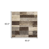 5' Square Slate Square Patchwork Power Loom Stain Resistant Area Rug - Homeroots - Flyclothing LLC