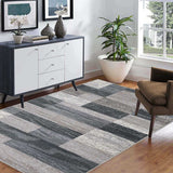 5' X 8' Blue And Taupe Patchwork Power Loom Stain Resistant Area Rug - Homeroots - Flyclothing LLC