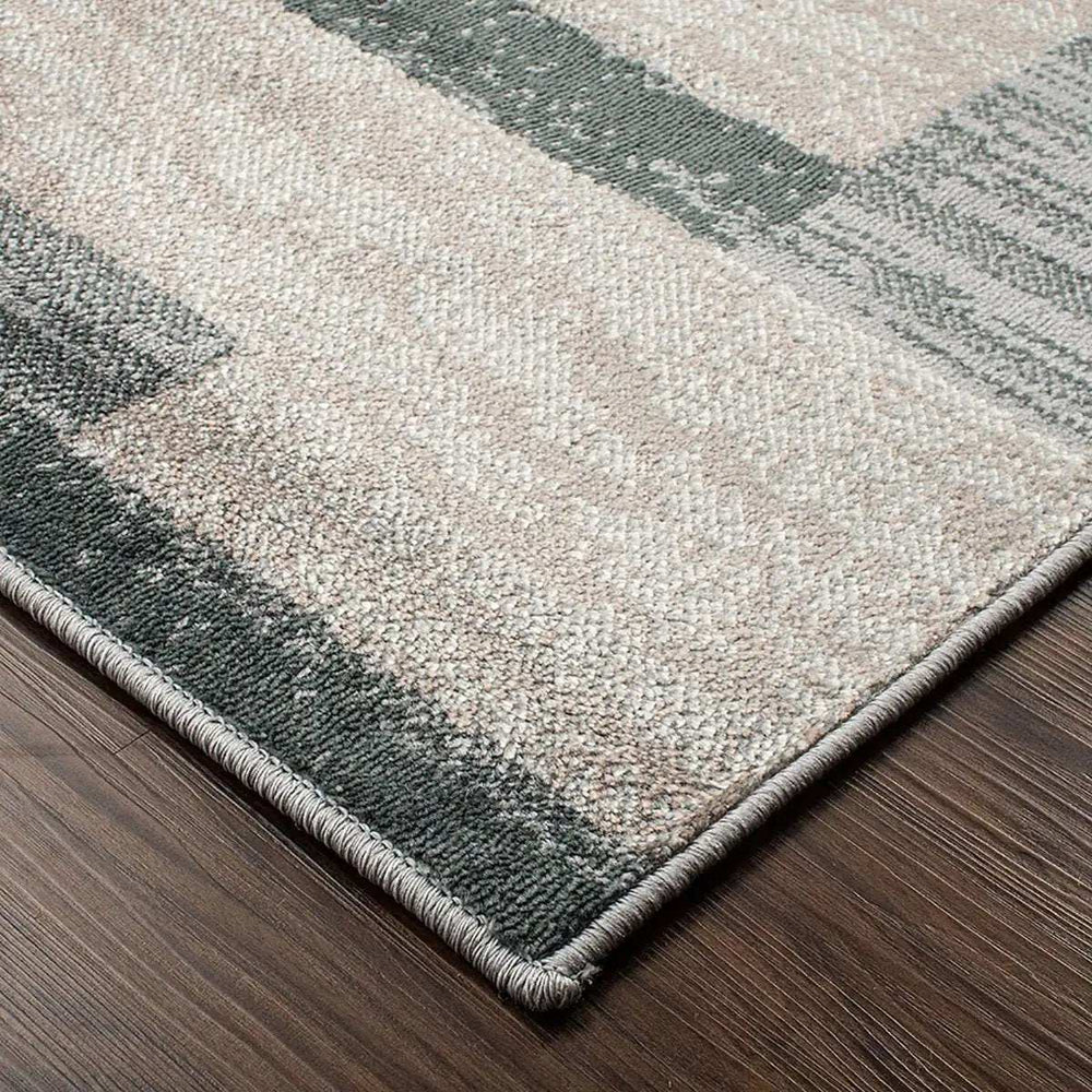 5' X 8' Blue And Taupe Patchwork Power Loom Stain Resistant Area Rug - Homeroots - Flyclothing LLC