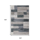5' X 8' Blue And Taupe Patchwork Power Loom Stain Resistant Area Rug - Homeroots - Flyclothing LLC