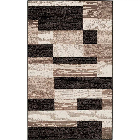 5' X 8' Chocolate Patchwork Power Loom Stain Resistant Area Rug - Homeroots - Flyclothing LLC