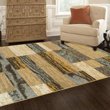 5' X 8' Light Blue And Beige Patchwork Power Loom Stain Resistant Area Rug - Homeroots - Flyclothing LLC
