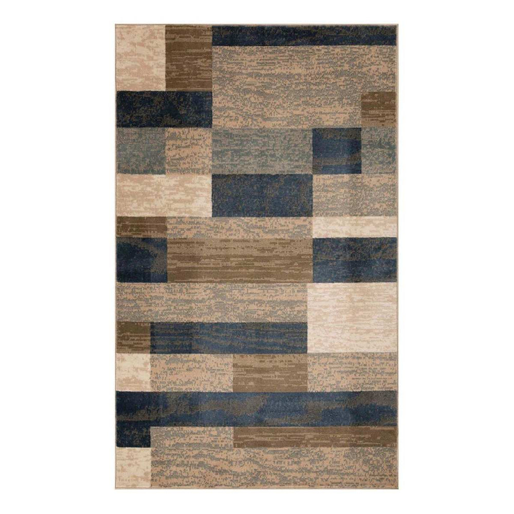 5' X 8' Midnight Navy Patchwork Power Loom Stain Resistant Area Rug - Homeroots - Flyclothing LLC
