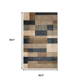 5' X 8' Midnight Navy Patchwork Power Loom Stain Resistant Area Rug - Homeroots - Flyclothing LLC