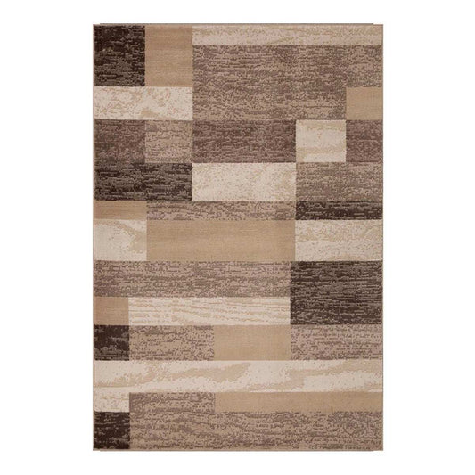 7' X 9' Beige Patchwork Power Loom Stain Resistant Area Rug - Homeroots - Flyclothing LLC