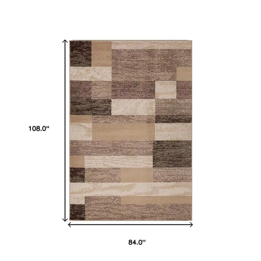 7' X 9' Beige Patchwork Power Loom Stain Resistant Area Rug - Homeroots - Flyclothing LLC